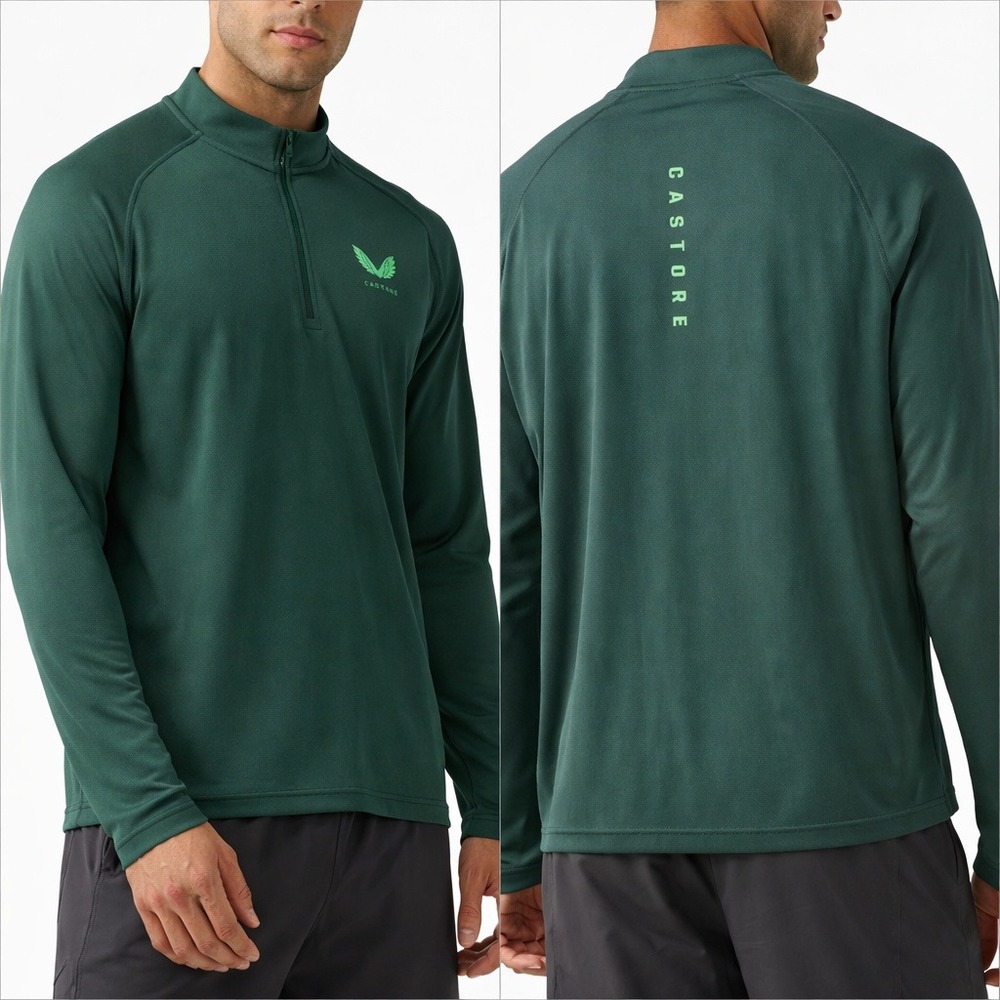 Castore Mens XL Green Adapt Long Sleeve‎ Quarter Zip Top